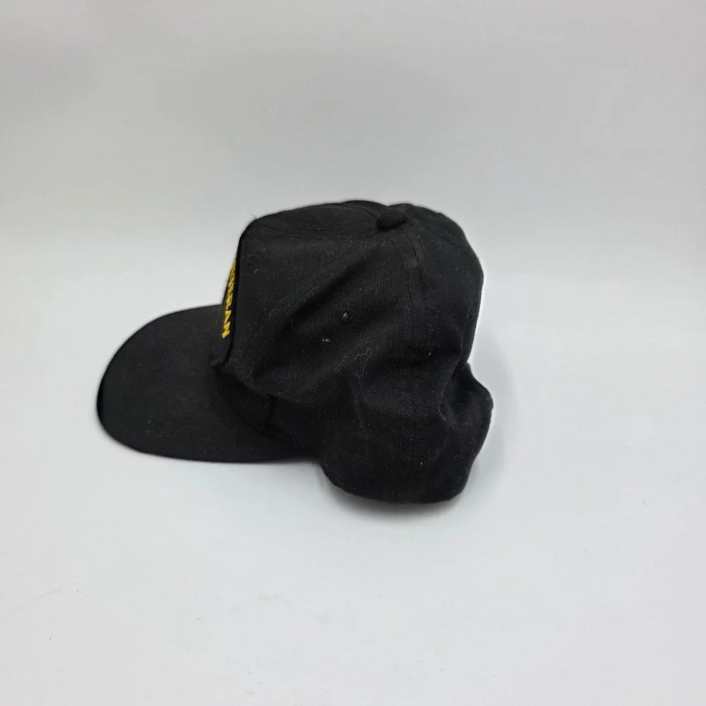 Vietnam Era Veteran Black Snapback Hat National Defense Medal YoungAn Hat Co